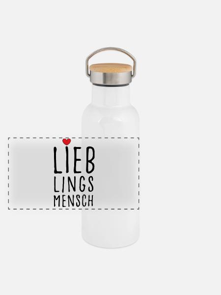 Lieblingsmensch - Panorama Thermosflasche mit Bambusdeckel - Weiß