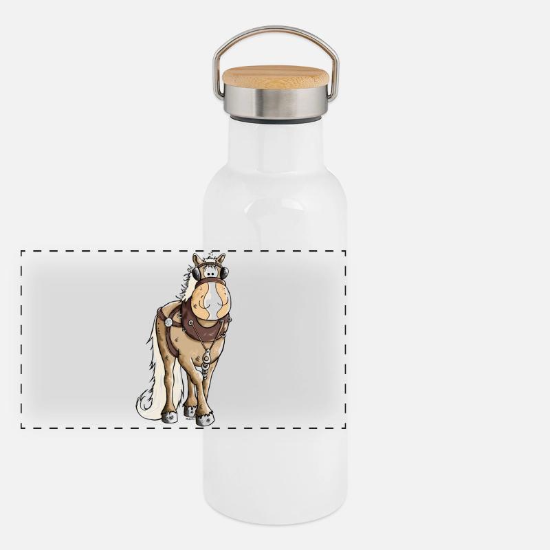 Gigantischer Kaltblüter - Kaltblut Panorama Thermosflasche mit Bambusdeckel