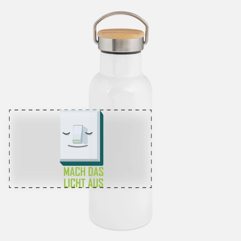 Mach das Licht aus Schalter Gesicht Panorama Thermosflasche mit Bambusdeckel