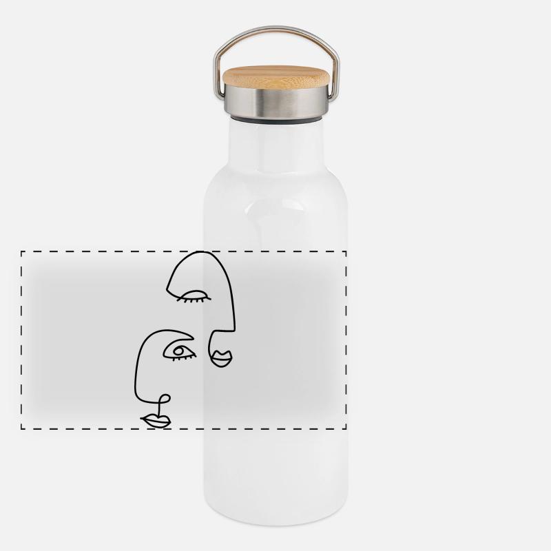 Line drawings abstract Panoramic Thermal Bottle with Bamboo Lid