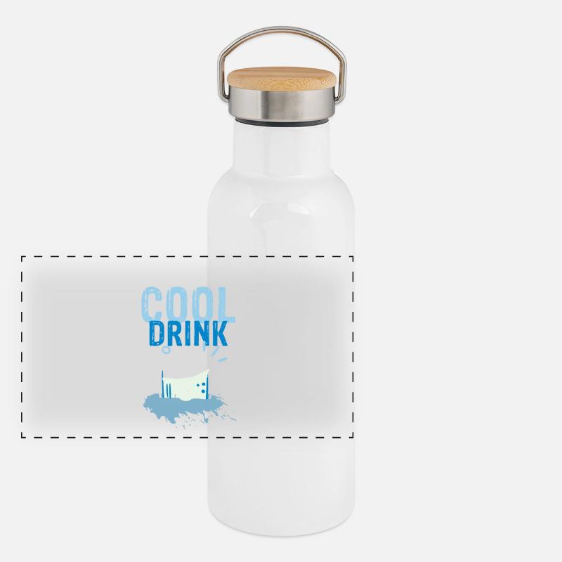 ALL I NEED is cool drink | Hitze Panorama Thermosflasche mit Bambusdeckel