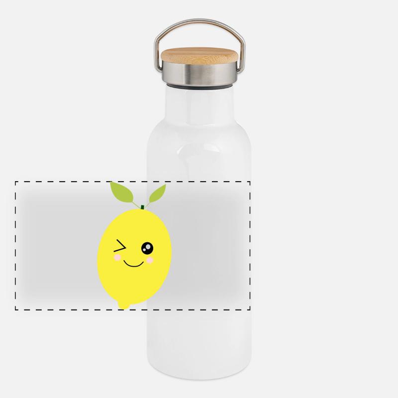 Zitrone Limone Limette Panorama Thermosflasche mit Bambusdeckel