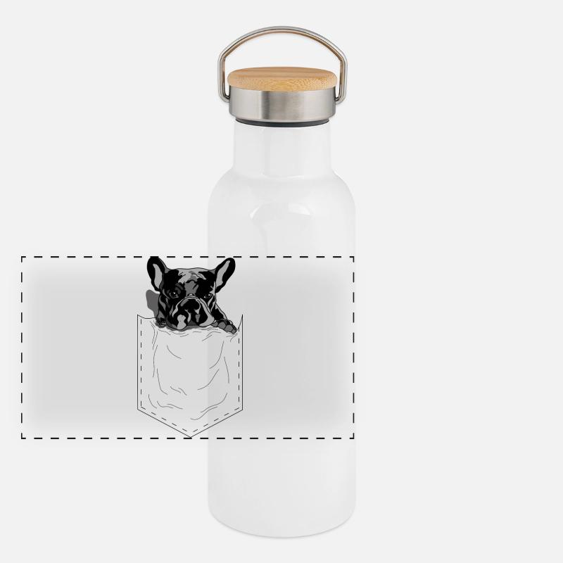 Frenchie Pocket Design Pop Art Stil Panorama Thermosflasche mit Bambusdeckel