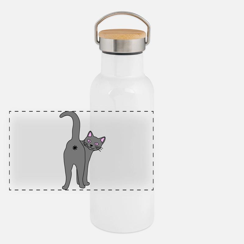 Naughty cat Panoramic Thermal Bottle with Bamboo Lid