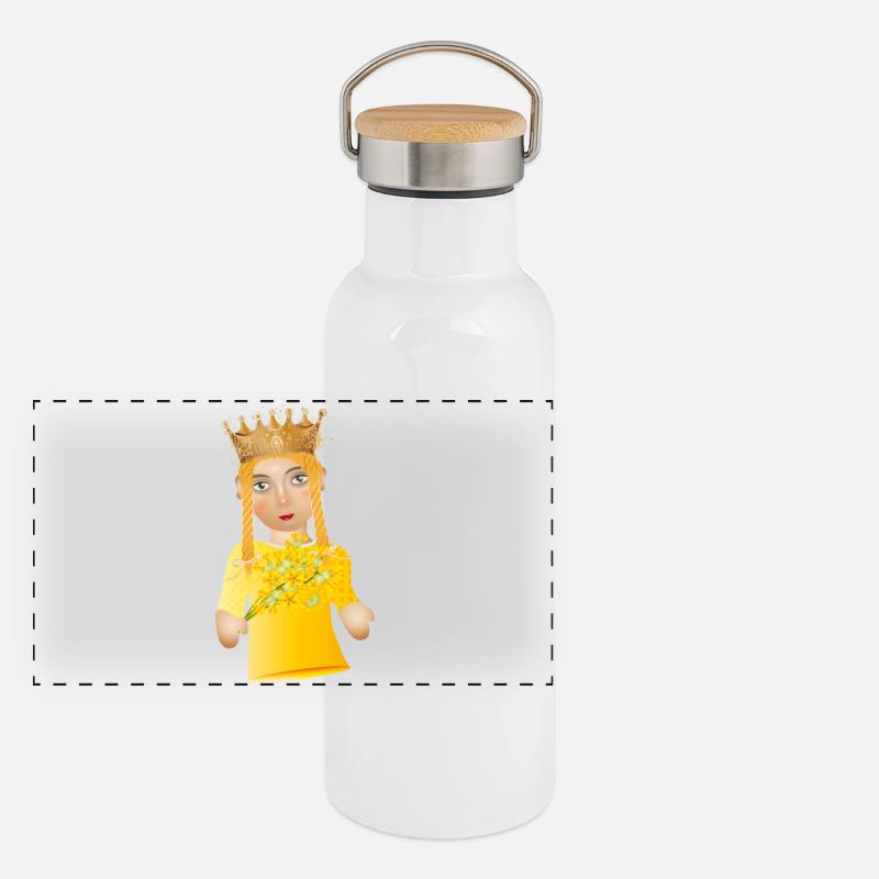 The Beautiful Princess as a Puppet Theater Figure Panoramic Thermal Bottle with Bamboo Lid