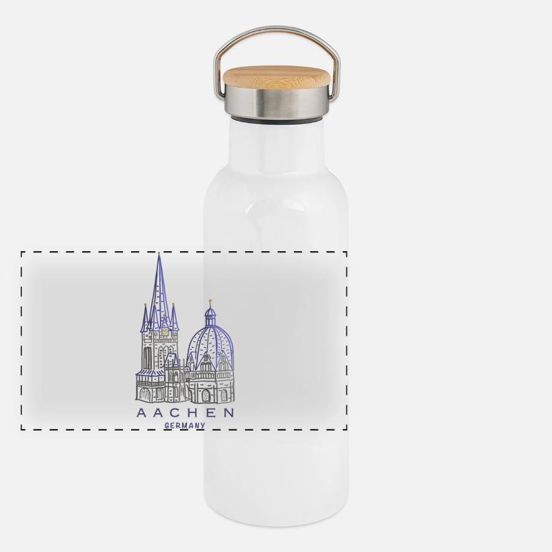 Aachen Cathedral, Aachen, Germany Panoramic Thermal Bottle with Bamboo Lid