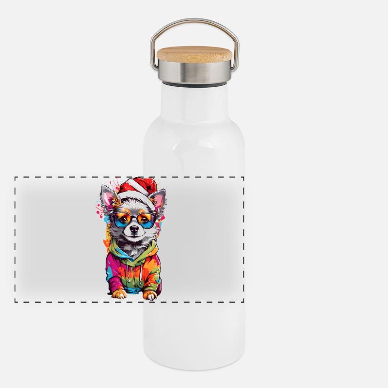 Chien mignon Gourde isotherme avec bouchon en bambou