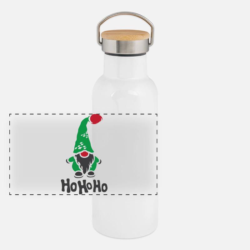 hohoho gnome icône de noël icône graphique Gourde isotherme avec bouchon en bambou