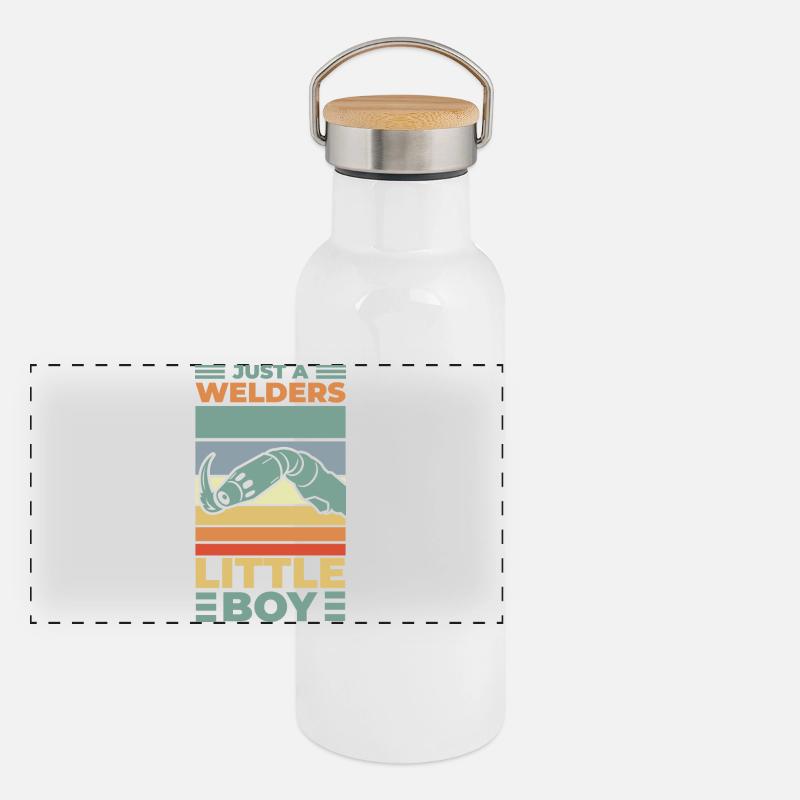 Nur ein kleiner Schweißer Junge Panorama Thermosflasche mit Bambusdeckel