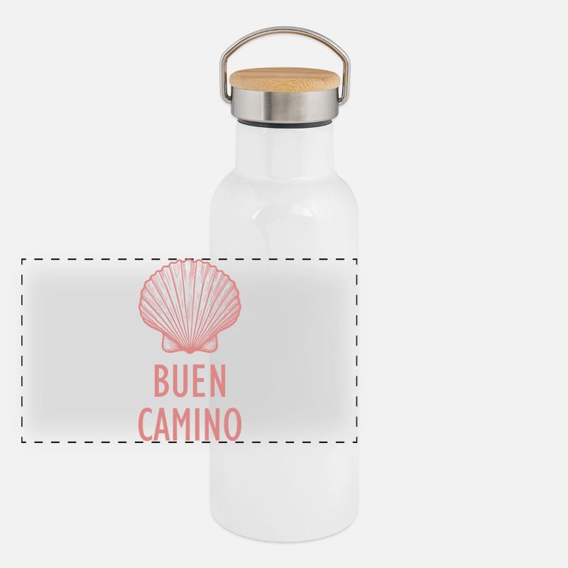 Buen Camino de Santiago Pilgrim Shell Gourde isotherme avec bouchon en bambou