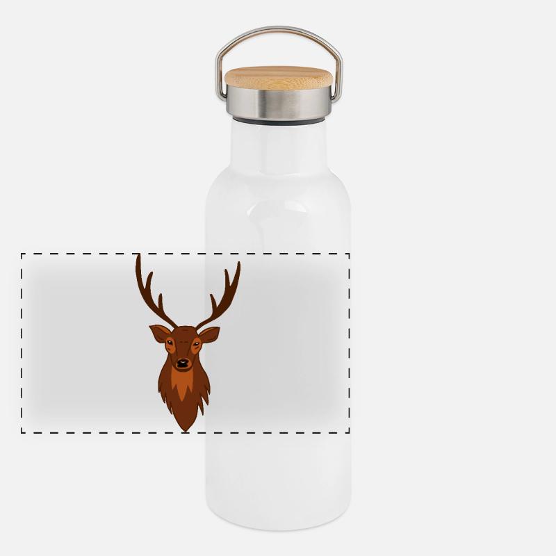 Hirsch Rehbock Reh Wald Jäger Panorama Thermosflasche mit Bambusdeckel