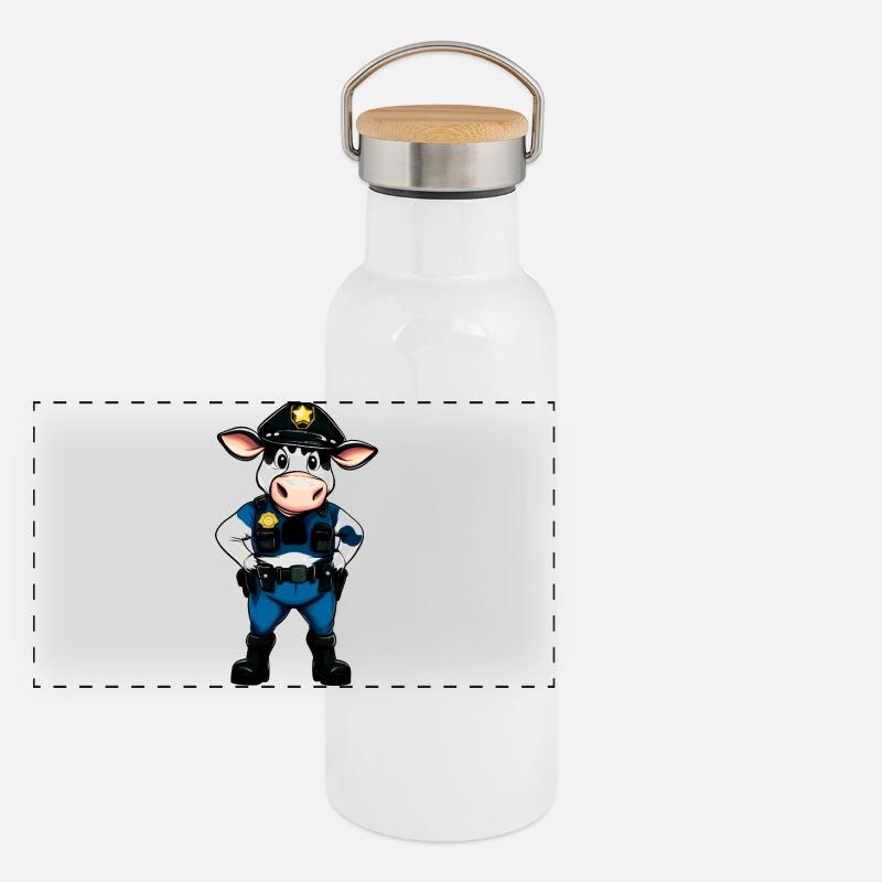Police des vaches Gourde isotherme avec bouchon en bambou