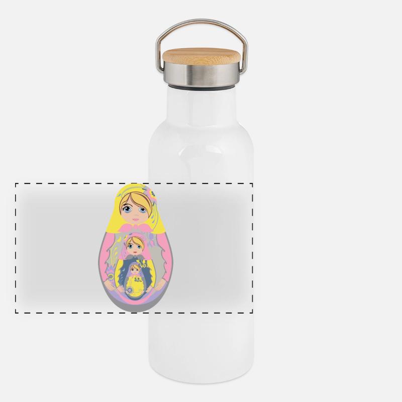 Conception de poupée matriochka gigogne Gourde isotherme avec bouchon en bambou