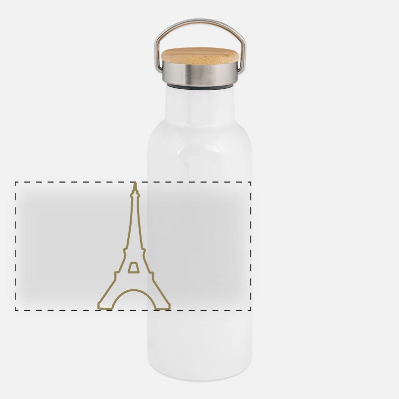Tour Eiffel Paris monument minimaliste Gourde isotherme avec bouchon en bambou
