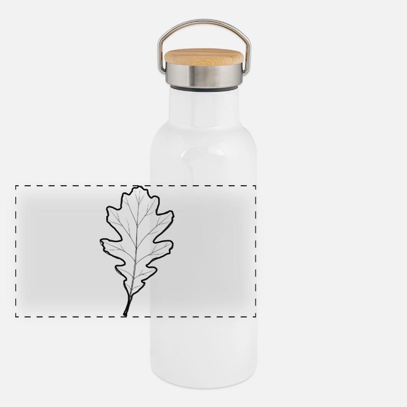 LiGu Design - Oak Leaf Outline Panoramic Thermal Bottle with Bamboo Lid