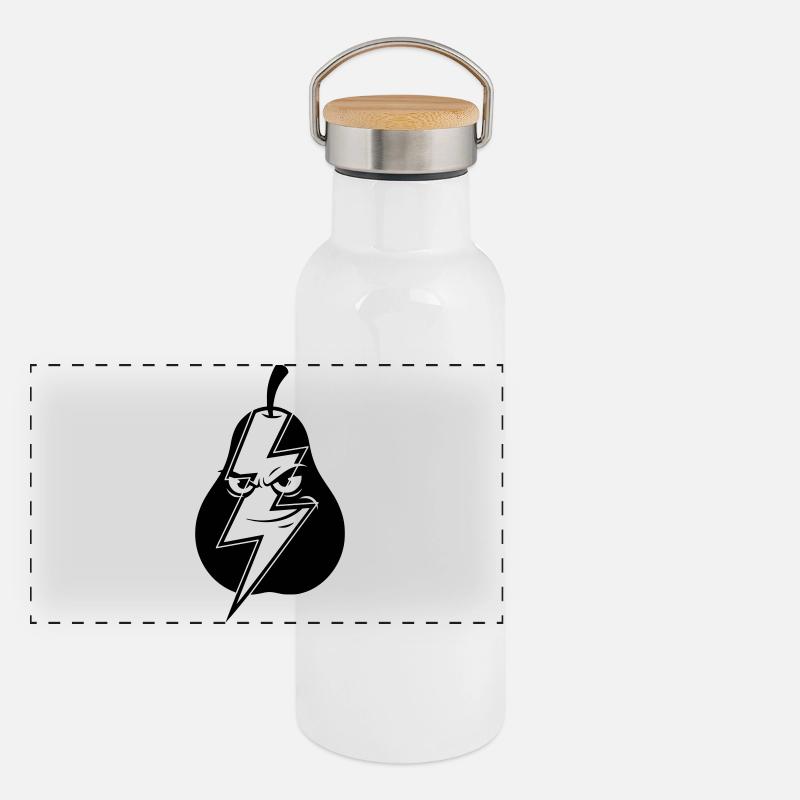 Blitzbirne Wortwitz Geistesblitz Klugscheißer  Panorama Thermosflasche mit Bambusdeckel
