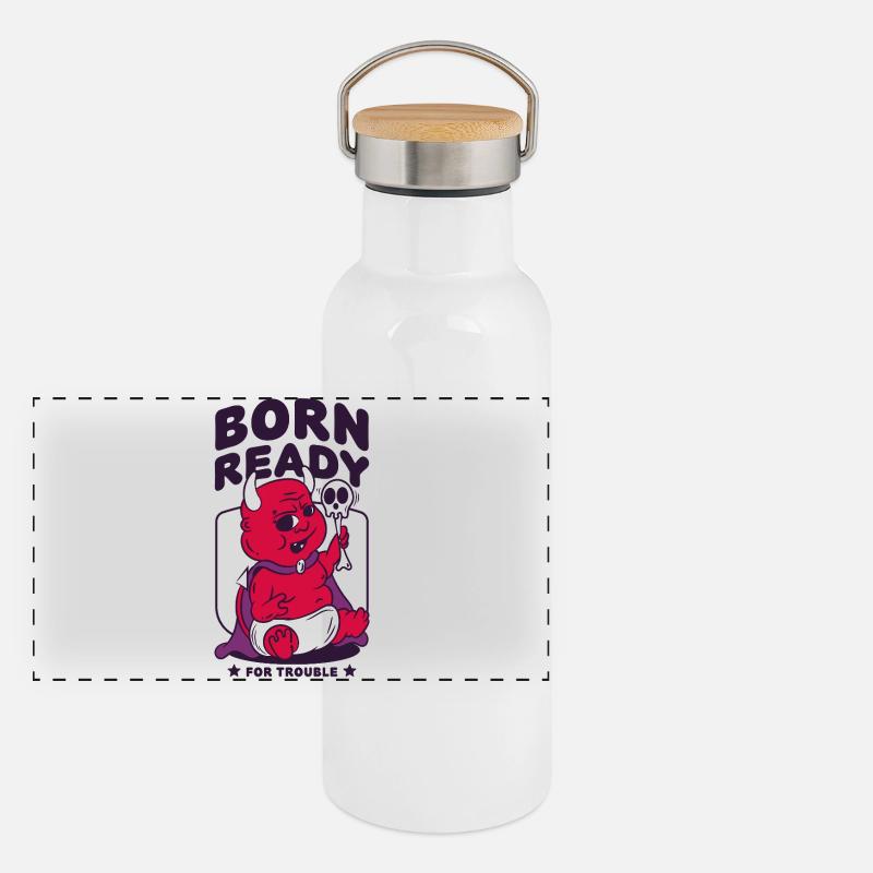 Born Ready for Trouble Baby Devil Panoramic Thermal Bottle with Bamboo Lid