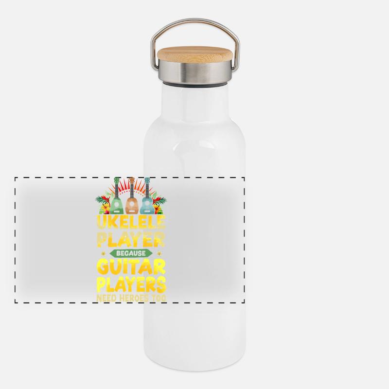 Hawaiian Ukulele Uke Ukulele Panoramic Thermal Bottle with Bamboo Lid