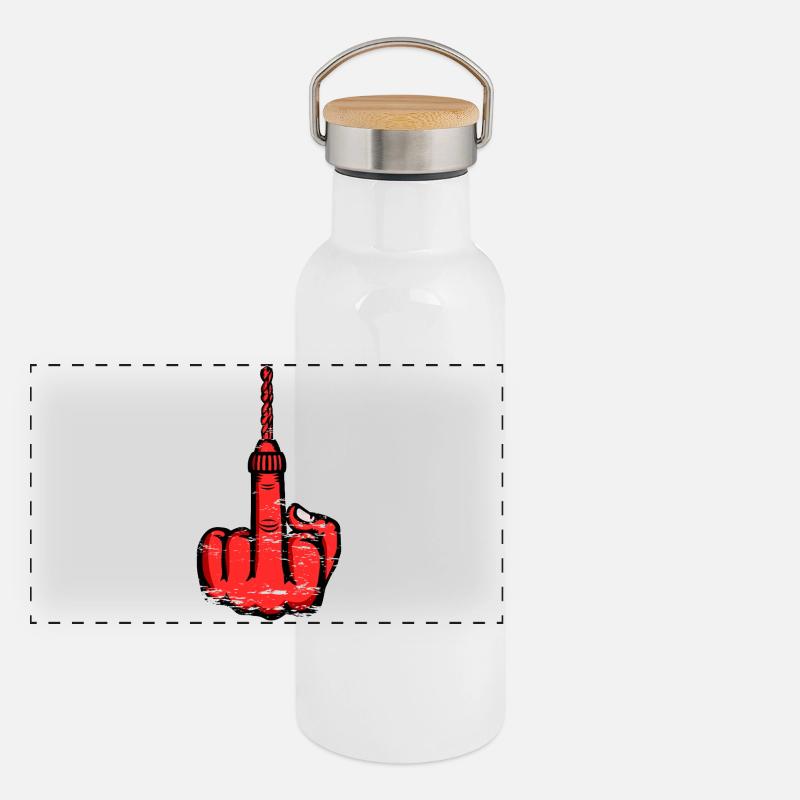 Doigt du Majeur Modèle de la perceuse Rouge Gourde isotherme avec bouchon en bambou