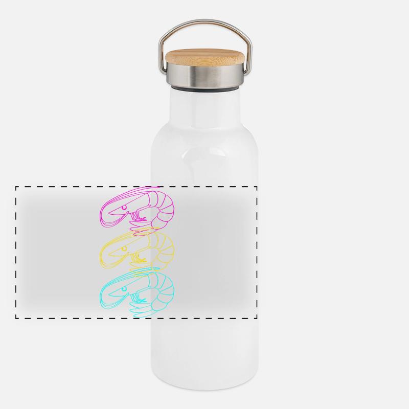 Shrimp Languste Meeresfrüchte Krabbe Panorama Thermosflasche mit Bambusdeckel