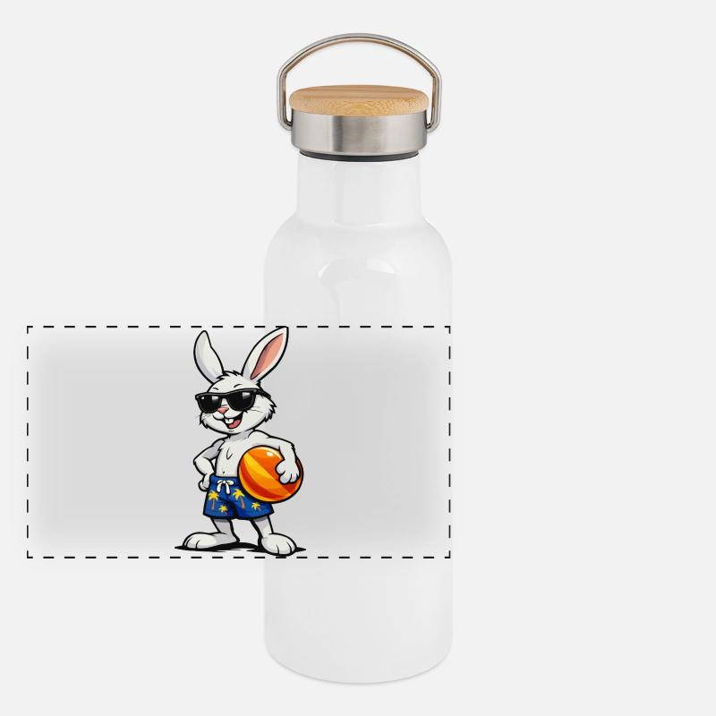 Bunny Beach Vibes with Ball Panoramic Thermal Bottle with Bamboo Lid