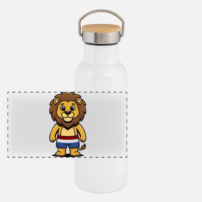 Holland Lion Gourde isotherme avec bouchon en bambou