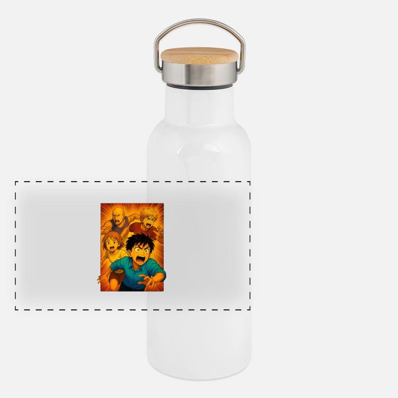 Racing Group Adventure Manga Panoramic Thermal Bottle with Bamboo Lid