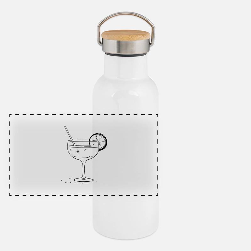 Cocktail Graphic – Summery Party Design Panoramic Thermal Bottle with Bamboo Lid