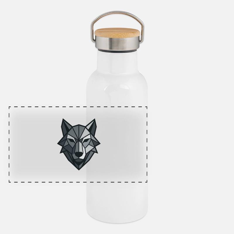 Geometric Wolf Panorama Thermosflasche mit Bambusdeckel