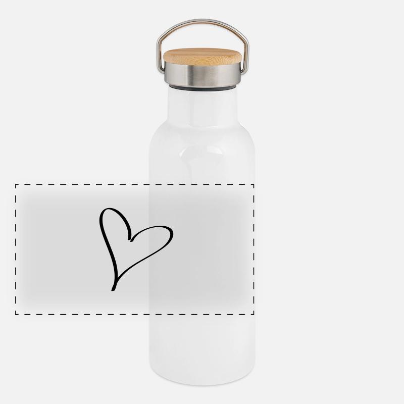 Herz Panorama Thermosflasche mit Bambusdeckel