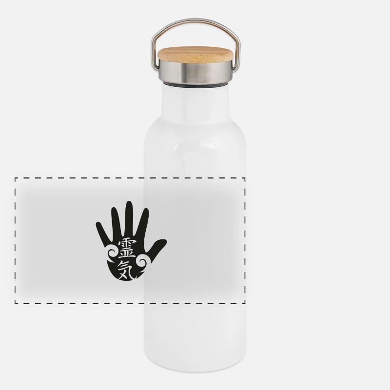 REIKI Energie Panorama Thermosflasche mit Bambusdeckel