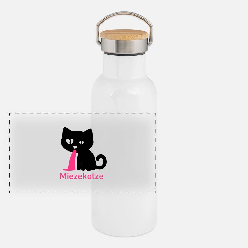 Miezekotze Panorama Thermosflasche mit Bambusdeckel