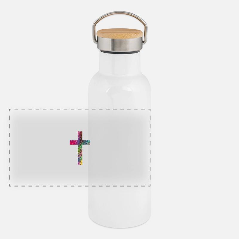 Kreuz Panorama Thermosflasche mit Bambusdeckel