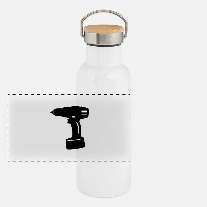 Akkuschrauber Panorama Thermosflasche mit Bambusdeckel