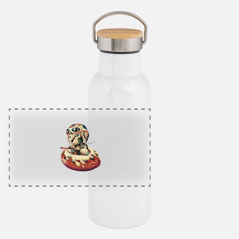 DONUT FIGHTER Panorama Thermosflasche mit Bambusdeckel