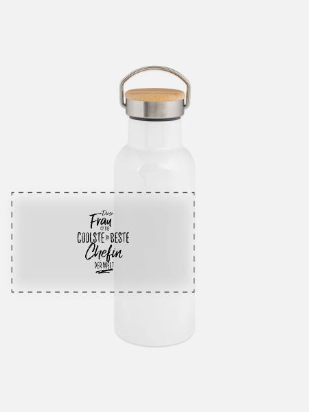chefin-schwarz - Panorama Thermosflasche mit Bambusdeckel - Weiß