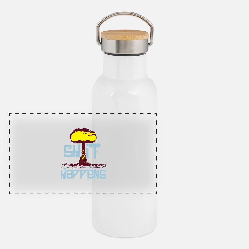 la merde arrive Gourde isotherme avec bouchon en bambou