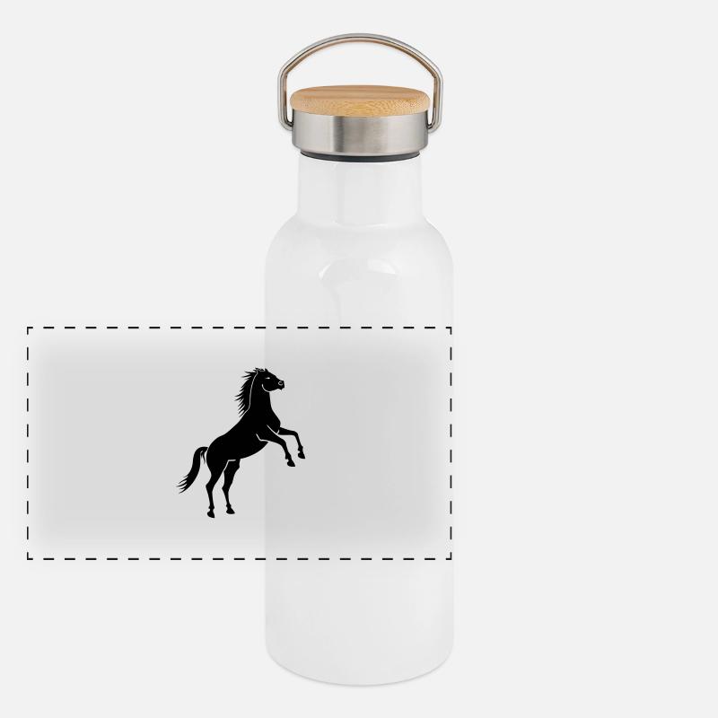 Pferd Panorama Thermosflasche mit Bambusdeckel
