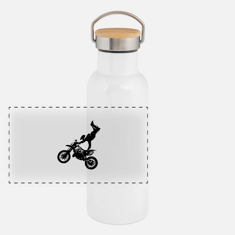 Motorrad cross6 Panorama Thermosflasche mit Bambusdeckel