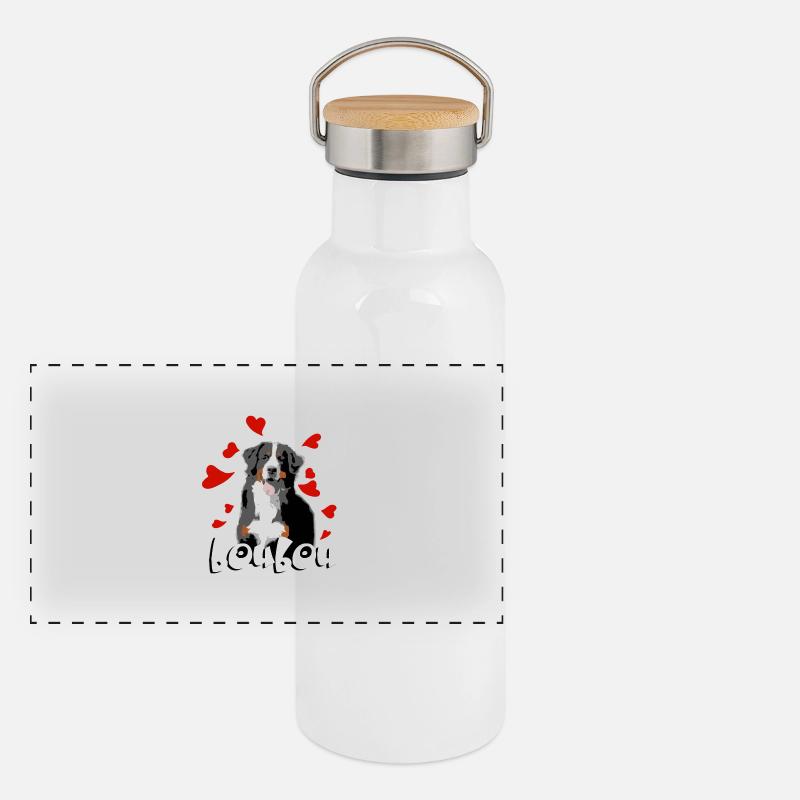 Berner Sennenhund Panorama Thermosflasche mit Bambusdeckel