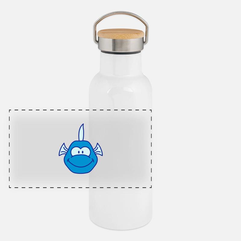 Funny Comic Fish Panoramic Thermal Bottle with Bamboo Lid