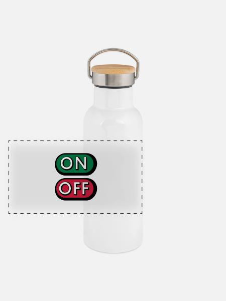 On Off Buttons - Panoramic Thermal Bottle with Bamboo Lid - white - Front