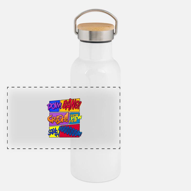 Get Loud (Comic-Design) Panorama Thermosflasche mit Bambusdeckel