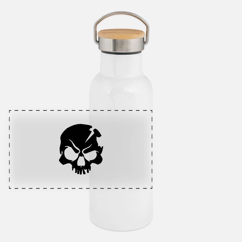 skull design bone Panorama Thermosflasche mit Bambusdeckel