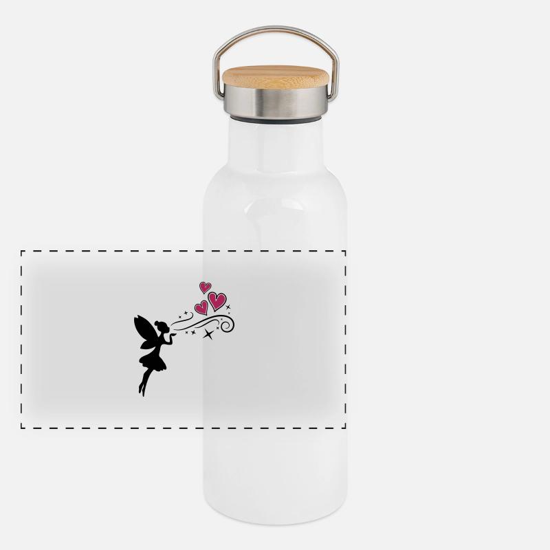 fairy fee hearts Panorama Thermosflasche mit Bambusdeckel