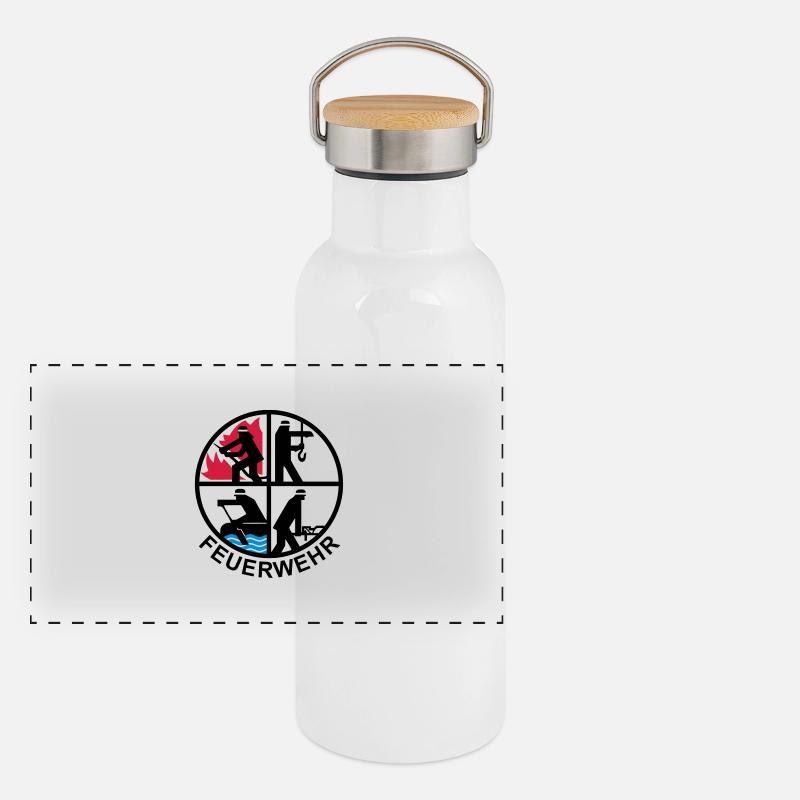 Feuerwehr 4 Logo 1 Panorama Thermosflasche mit Bambusdeckel