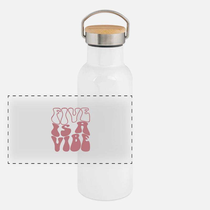 Five Is A Vibe, 5 Years Old, 5th Birthday Kids Panoramic Thermal Bottle with Bamboo Lid