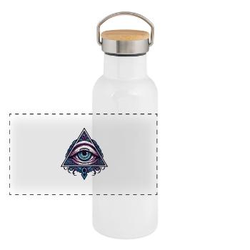 Œil mystique - Gourde isotherme avec bouchon en bambou - blanc - Devant