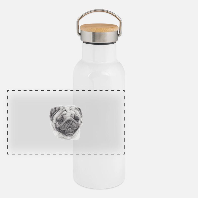 Aimant autocollant carlin Gourde isotherme avec bouchon en bambou