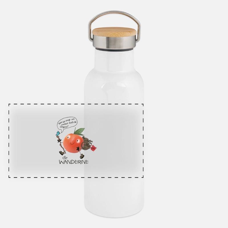 Wanderine auf Wanderschaft Panorama Thermosflasche mit Bambusdeckel